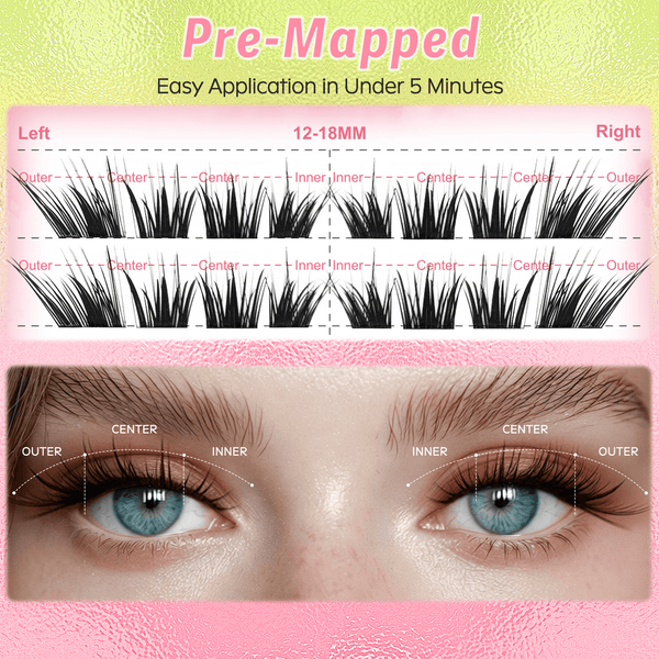 WiWiLINK® High-Voltage Collection 6D Volume Cluster Lashes Kit - Flare