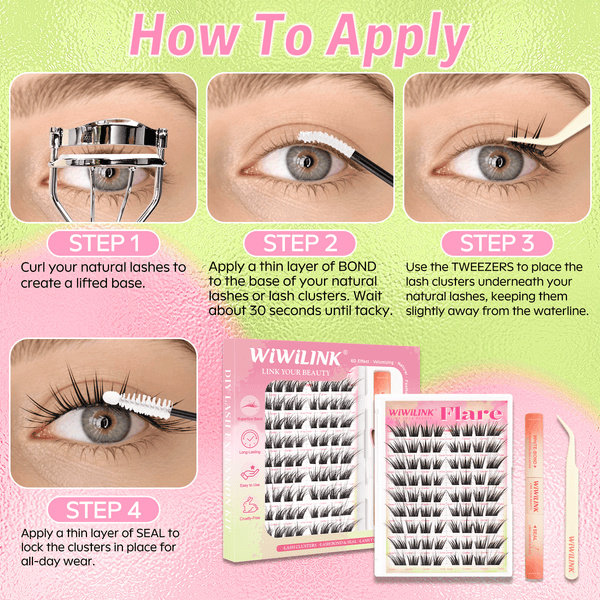 WiWiLINK® High-Voltage Collection 6D Volume Cluster Lashes Kit - Flare