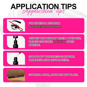 Application tips for cluster lash glue on a pink background