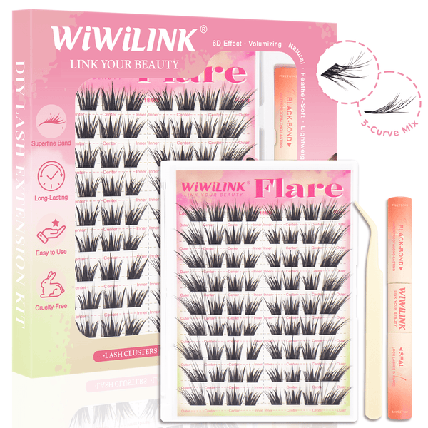 WiWiLINK® High-Voltage Collection 6D Volume Cluster Lashes Kit - Flare
