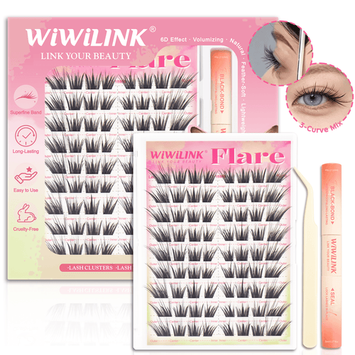 WiWiLINK® High-Voltage Collection 6D Volume Cluster Lashes Kit - Flare