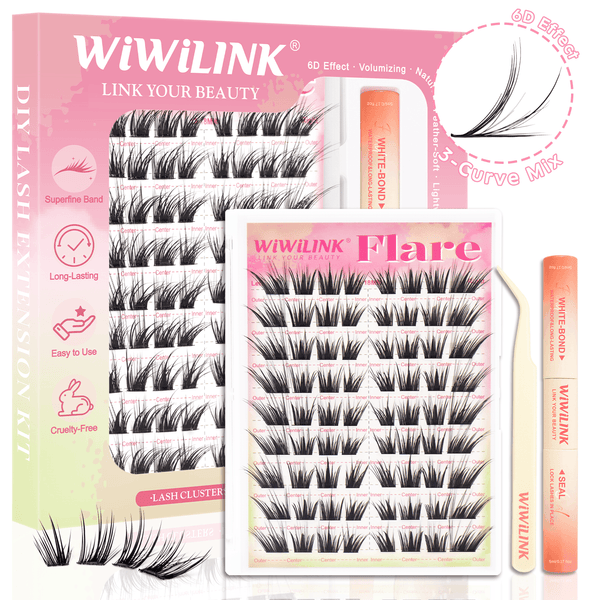 WiWiLINK® High-Voltage Collection 6D Volume Cluster Lashes Kit - Flare