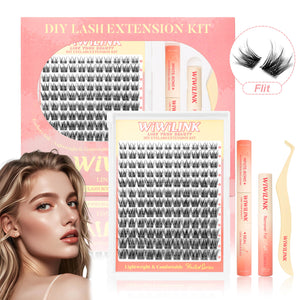 WiWiLINK Flit Cluster Lashes Kit with lash tray and tools