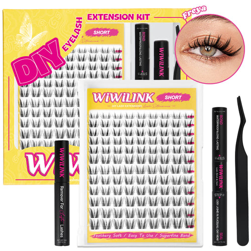 WiWiLINK Freya Short Cluster Lashes Kit with lash tray and tools