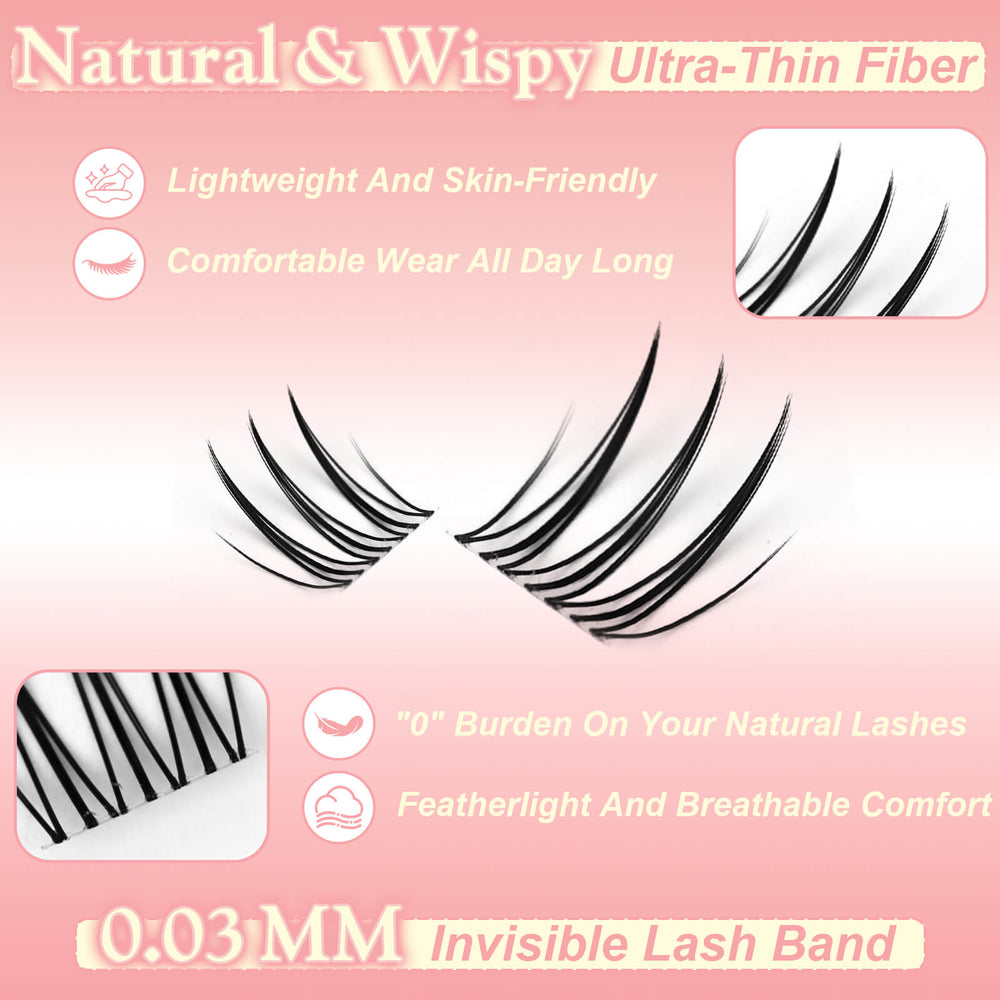 WiWiLINK® Natural Wispy Cluster Lashes Kit - Serein