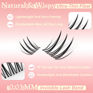 WiWiLINK® Natural Wispy Cluster Lashes Kit - Serein