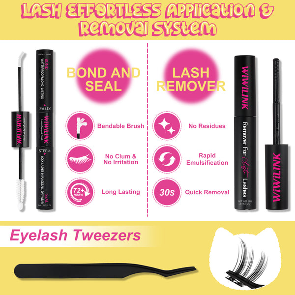 WiWiLINK® Cat Ear Shape Cluster Lashes Kit - Freya