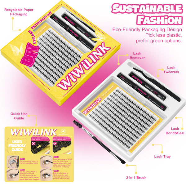 WiWiLINK® Cat Ear Shape Cluster Lashes Kit - Freya