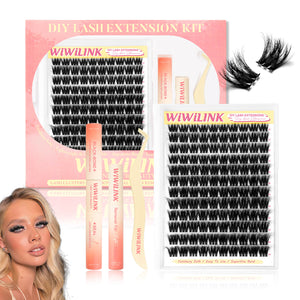 WiWiLINK Volume Bomb Cluster Lashes Kit with lash tray and tools